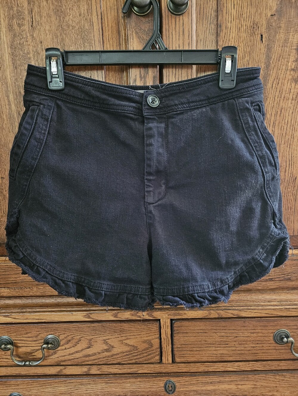 Anthropologie Ruffled Hem Ultra High-Rise Denim Shorts - Size 6